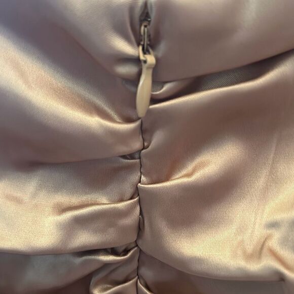 Naked Wardrobe Womens Small Ruched Midi Length Skirt Bronze Back Zipper NWT - Picture 5 of 6